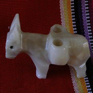 Agate Stone Donkey Burro Pack Mule Toothpick Holder Mini 3" Vintage Preowned